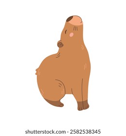 Cute capybara. Funny animal character rodent. Vector illustration in flat style for cards, design, t-shirt design, print, kids collection.