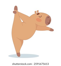 cute capybara, funny, fat, yoga, capybara doing yoga, capybara yogi, yogi, exercise, pose, sticker, sport, health, gymnast, flexible, plastic, capybara