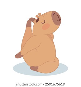 cute capybara, funny, fat, yoga, capybara doing yoga, capybara yogi, yogi, exercise, pose, sticker, sport, health, gymnast, flexible, plastic, capybara