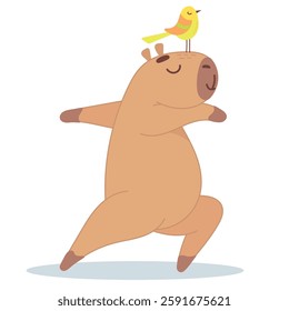 cute capybara, funny, fat, yoga, capybara doing yoga, capybara yogi, yogi, exercise, pose, sticker, sport, health, gymnast, flexible, plastic, capybara