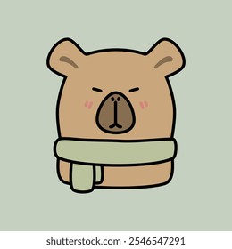 Capybara lindo con la bufanda verde