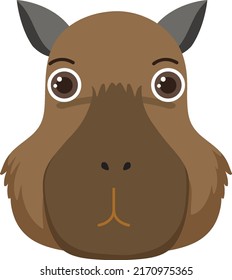 Cute capybara head in flat style illustration