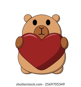 Cute Capybara with Heart in color