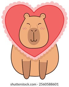 Cute capybara with a heart. Love,postcard,sticker