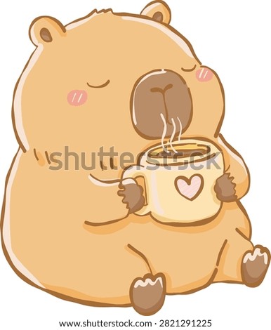 Cute Capybara Holding Hot Coffee Mug Clipart, Cozy Winter Animal PNG