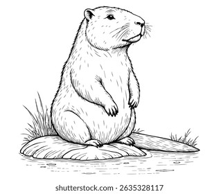 Capybara bonito ilustração livro de colorir