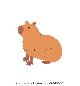 Cute Capybara Illustration in Flat Style On White Background. Holiday capybara illustration. Design for birthday cards, posters, flyers. vector