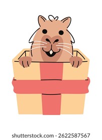 Cute capybara inside gift box
