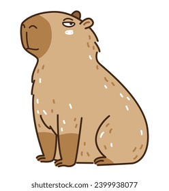 Cute сartoon capybara isolated on white - funny animal for Your design