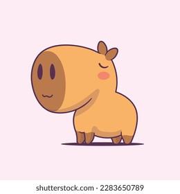 Cute capybara kawaii cartoon character vector illustration