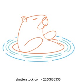 Cute Capybara line art illustration