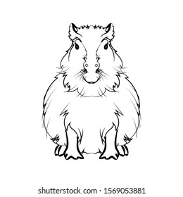 Cute Capybara. Line drawing. Vector illustration.