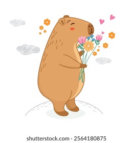 
cute capybara, love, valentine's day card