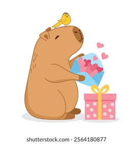 
cute capybara, love, valentine's day card