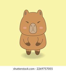 arte de la línea de ilustración del vector de la mascota de capibara lindo