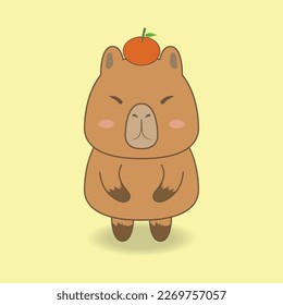 cute capybara mascot vector design illustration line art