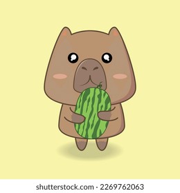 cute capybara mascot vector design illustration line art