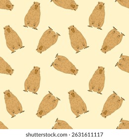 Cute capybara pattern on light background