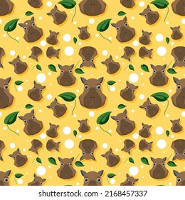 Cute capybara seamless pattern illustration