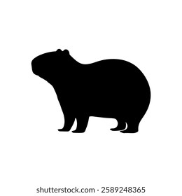 Cute capybara silhouette vector flat illustration design on white background.