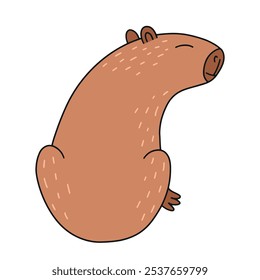 Capivara bonito sentado vetor ilustração plana