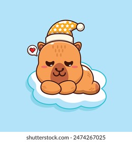Cute capybara sleep cartoon vector illustration. Vector cartoon Illustration suitable for poster, brochure, web, mascot, sticker, logo and icon.