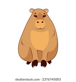 Cute capybara stands on a white background, isolate