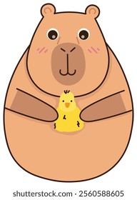 Cute capybara sticker affection. Emotions, emojis.