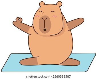 Cute capybara sticker ok. Emojis, relax, yoga