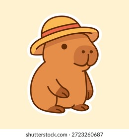 Süße Capybara mit einem Strohhut Aufkleber
