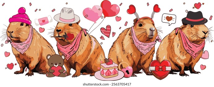 Cute Capybara Valentine's Day Capybara Lover