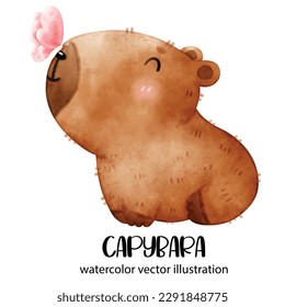 Cute Capybara vector illustration, capybara, watercolor  