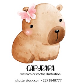 Cute Capybara vector illustration, capybara, watercolor  