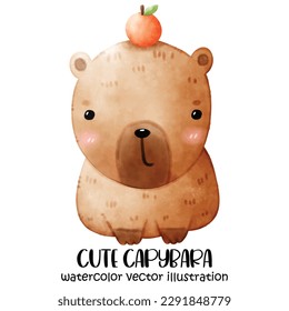 Cute Capybara vector illustration, capybara, watercolor  