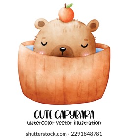 Cute Capybara vector illustration, capybara, watercolor  