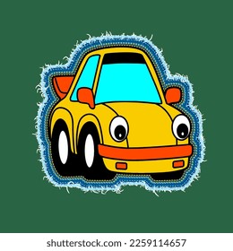 cute car cartoon  embroidery design , t shirt print sticker 