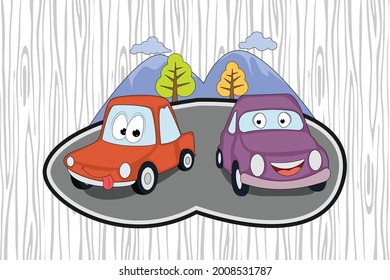 ilustración vectorial de dibujos animados de coches bonitos