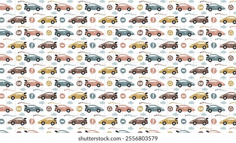 Cute car hand drawn background patterns