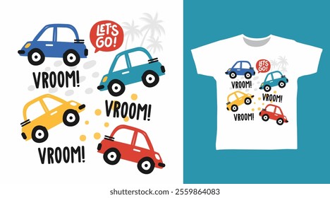 Cute car hand drawn vector t-shirt design