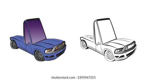 cute car illustration for book drawing page