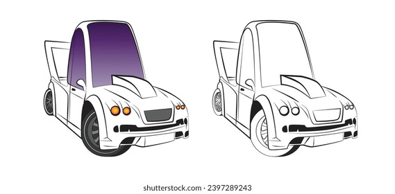 cute car illustration for book drawing page