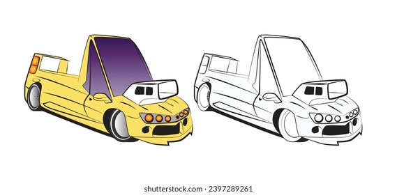 cute car illustration for book drawing page