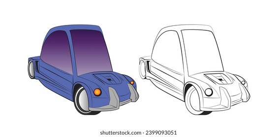 cute car illustration for book drawing page