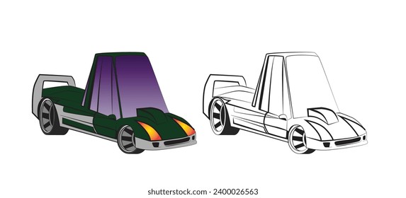 cute car illustration for book drawing page