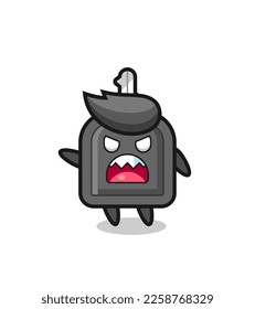 cute car key cartoon in a very angry pose , cute style design for t shirt, sticker, logo element