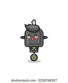 The cute car key character is riding a circus bike , cute style design for t shirt, sticker, logo element