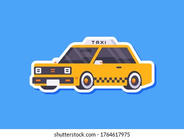 Cute Car Sticker in Flat Style. Vector Car Illustration