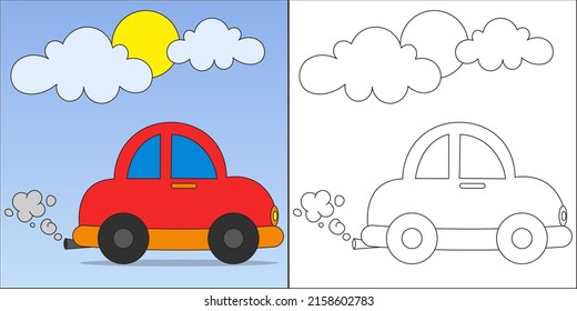 Cute-Auto geeignet für Kinderfärbelseiten, Vektorgrafik