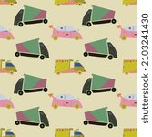 Cute car Vector ilustration seamless patern with black background.Great for textile,fabric,wrapping paper,and any print.