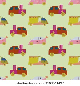 Cute car Vector ilustration seamless patern.Great for textile,fabric,wrapping paper,and any print.